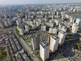 Aerial view of Kiev at spring time (drone image).