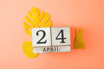 Calendar cube with date 24 april