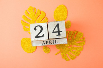 Calendar cube with date 24 april