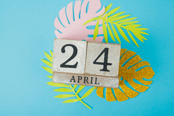 Calendar cube with date 24 april