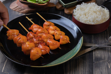 grilled chicken butt skewer at Thailand