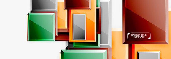 Geometrical design squares abstract banner, glossy shiny effects