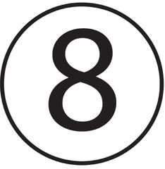 number eight on white background