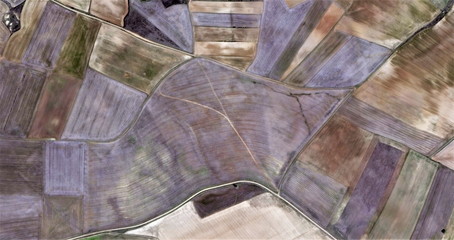 the blue hour,  abstract photography of the Spain, aerial view, representation of human labor...