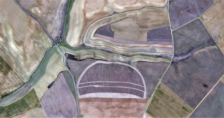abstract photography of the Spain, aerial view, representation of human labor camps, abstract,...
