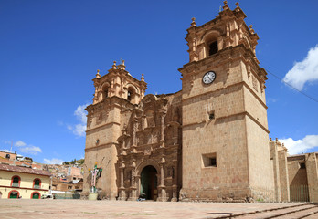 Fototapeta na wymiar Cathedral Basilica of Saint Charles Borromeo in Puno, Peru, South America
