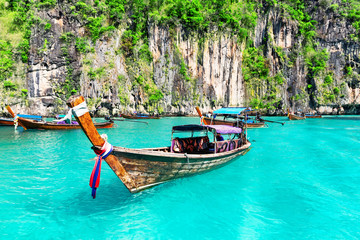 Maya bay on Koh Phi Phi Leh island, Thailand.