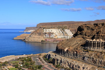 Puerto Rico beach and amadores in Gran Canaria.