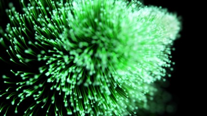 Abstract background of green particles shallow depth of field