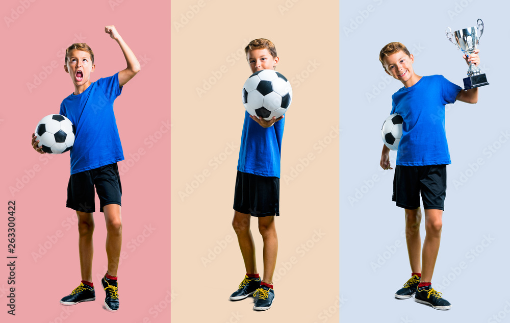 Canvas Prints Set of Boy playing soccer