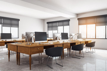 Contemporary concrete coworking office interior