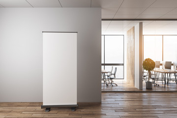 Modern office with banner