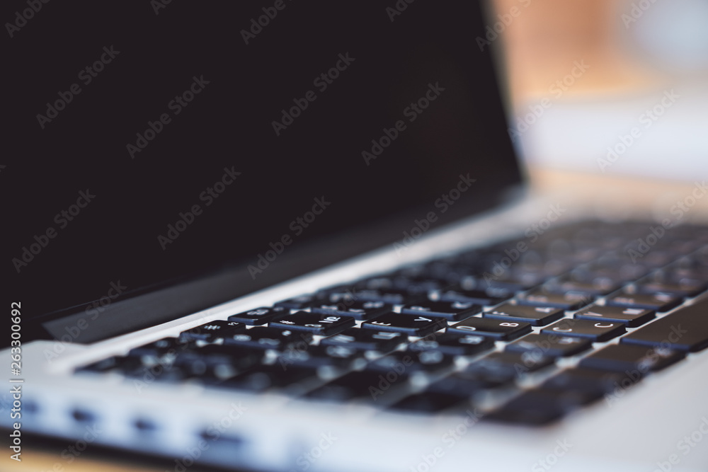 Poster sideview of empty laptop monitor