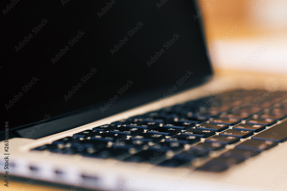 Poster Sideview of empty laptop display