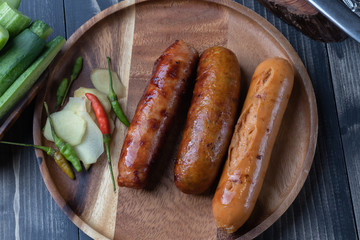 grilled Thai East sausage, Street food in Thailand