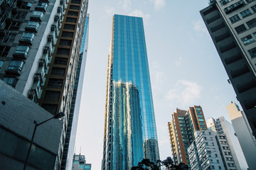 Fototapeta na wymiar Skyscrapers bottom view