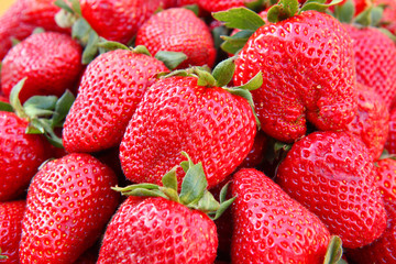 fresh strawberries on market