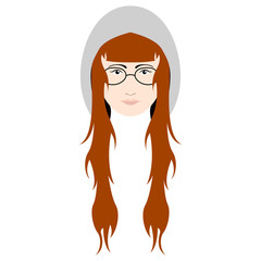 Hipster girl avatar with a winter hat and glasses. Vector illustration design