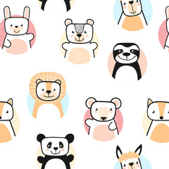 Set of cute animals. Cartoon characters. Vector.
