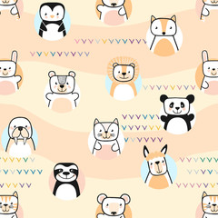 Set of cute animals. Cartoon characters. Vector.