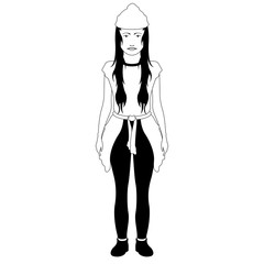 Isolated hipster girl with a winter hat. Vector illustration design