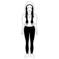 Isolated hipster girl with a yellow jacket. Vector illustration design