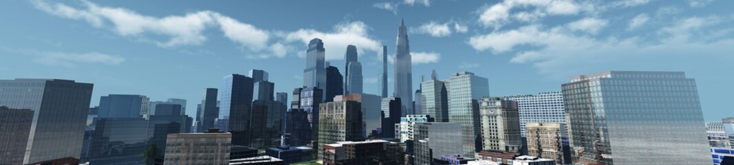 Fototapeta na wymiar Beautiful view of the skyscrapers, modern city landscape, 3d rendering
