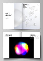 Vector layout of two A4 format cover mockups design templates for bifold brochure, flyer, report. SPA and healthcare design, sci-fi technology background. Futuristic or medical consept backgrounds