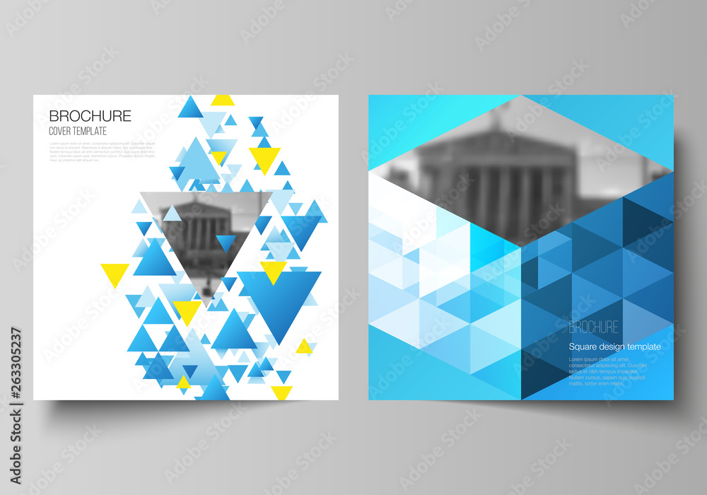 Poster the minimal vector illustration of editable layout of two square format covers design templates for 