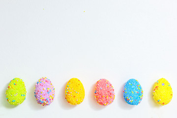 Colorful easter eggs. Background with easter eggs. With retro filter effect