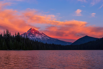 Sunset alpenglow on Mt. Hood, Oregon