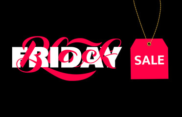 Red label with Black friday sale inscription. Vector illustration.