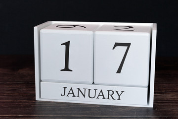 Business calendar for January, 17th day of the month. Planner organizer date or events schedule...