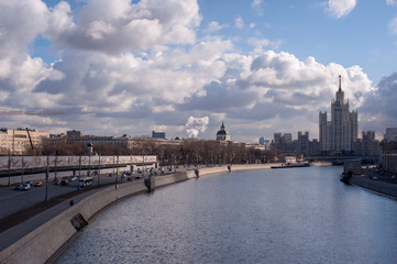 Moscow river and blue sky