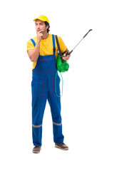 Pest control contractor isolated on white background