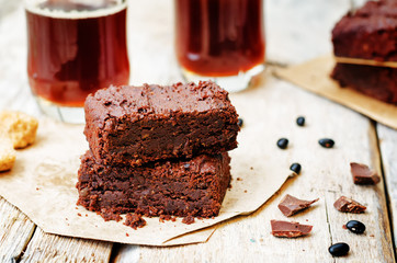 black bean brownies on a wood background