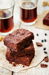 black bean brownies on a wood background