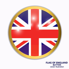 Bright button with flag of England. Bright illustration with flag. Happy England day background. Illustration with white background. Vector.