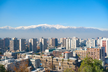 Modern urban skyline of Santiago Chile - obrazy, fototapety, plakaty