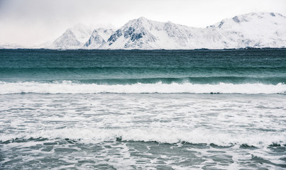 Coast of Lofoten Archipelago in the Arctic Circle in Norway