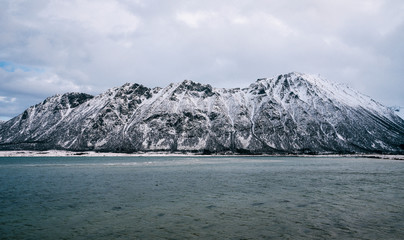 Coast of Lofoten Archipelago in the Arctic Circle in Norway