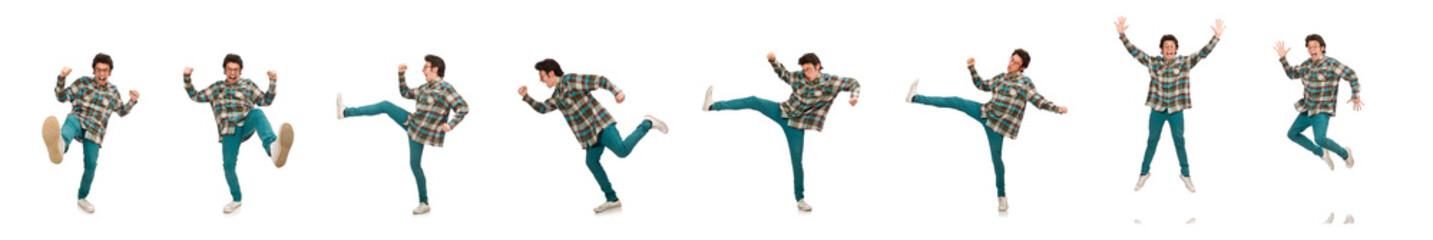 Young male student isolated on white