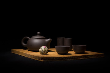 Plateau Gong Fu Cha et Fleur de th&eacute;