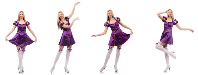 Beautiful dancer in purple dress 
