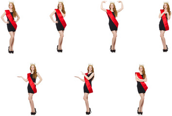 Beaty queen at contest in black dress  