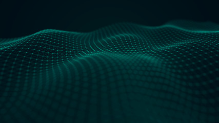 Obraz premium Wave 3d. Futuristic point wave. Abstract background with a dynamic wave. Data technology illustration.