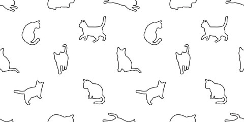 cat seamless pattern vector kitten calico pet repeat wallpaper scarf isolated tile background white