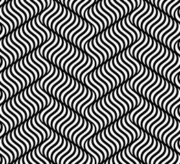 Vector seamless texture. Modern geometric background. Grid with wavy lines.