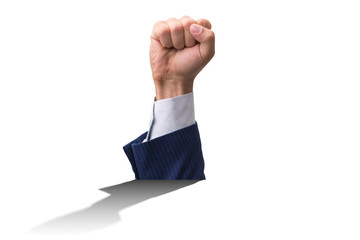 Hands showing clenched fist in business concept