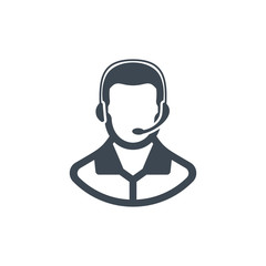 Customer support / customer service agent with headset or account manager flat vector icon for apps and websites